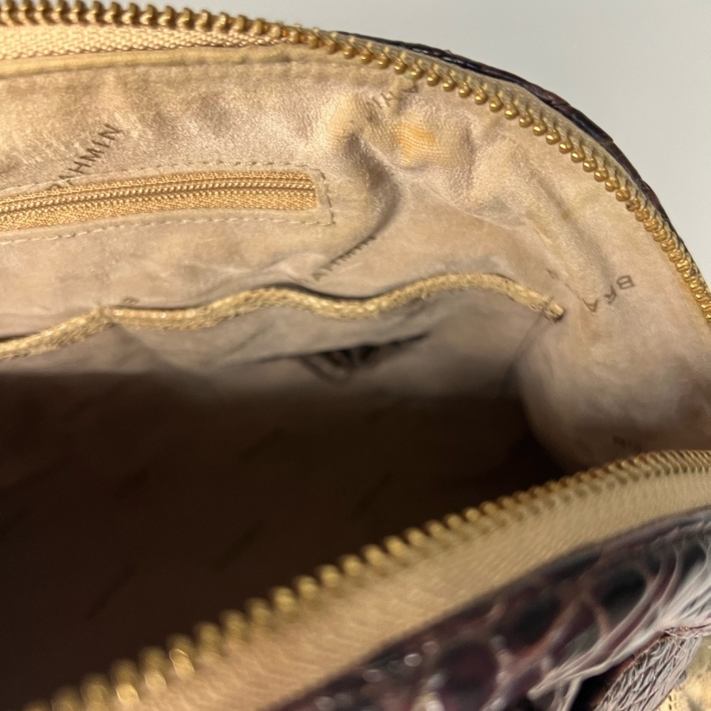 Rare Brahmin Louise Rose Satchel and Wallet Set Snake Croc Embossed Leather - Picture 10 of 15